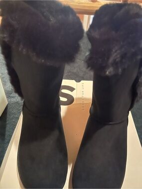 Kohl's Black Faux Fur-Trim Winter Pull-On Boots